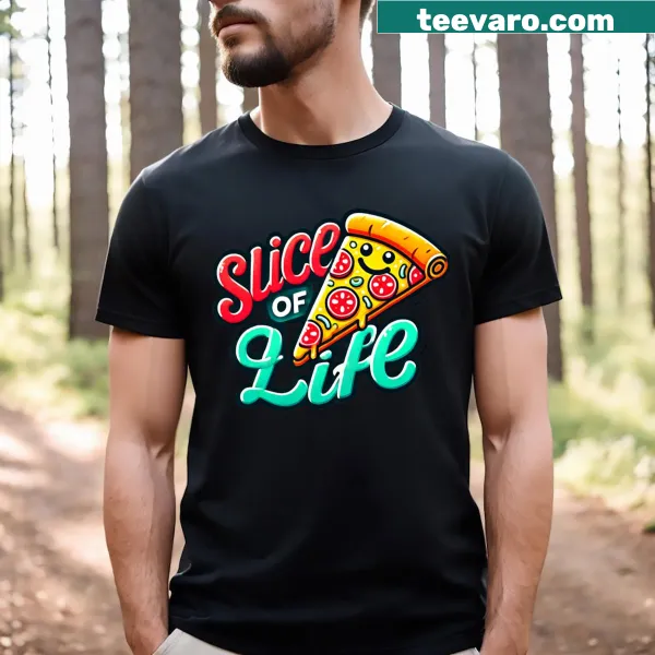 Cartoon pizza graphic T-shirt