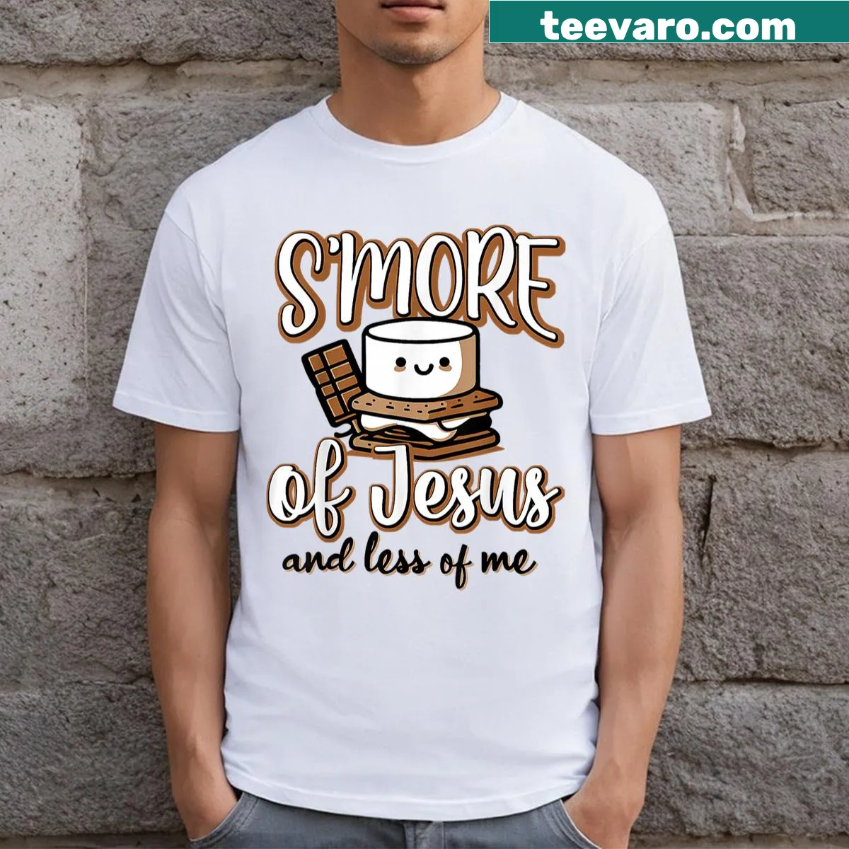 Funny Christian t-shirt with text about Jesus and humility — on a men's t-shirt