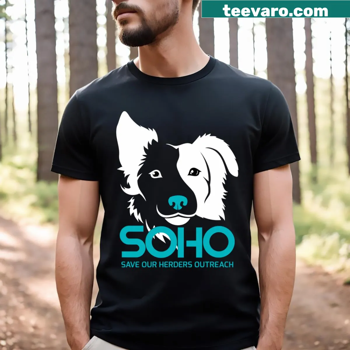 Urban-themed t-shirt featuring the Soho logo — on a men's t-shirt