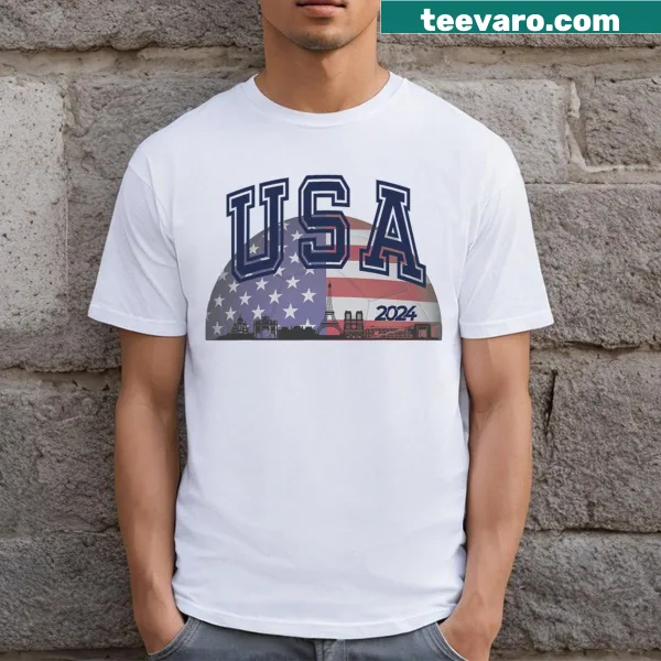 Team USA 2024 soccer T-shirt with USA flag and soccer ball graphic