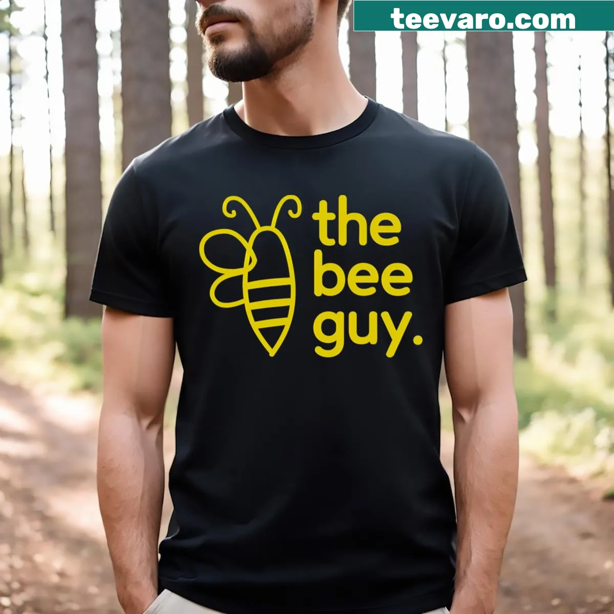 Bee-themed T-shirt for beekeepers and bee lovers featuring whimsical graphics — on a men's t-shirt