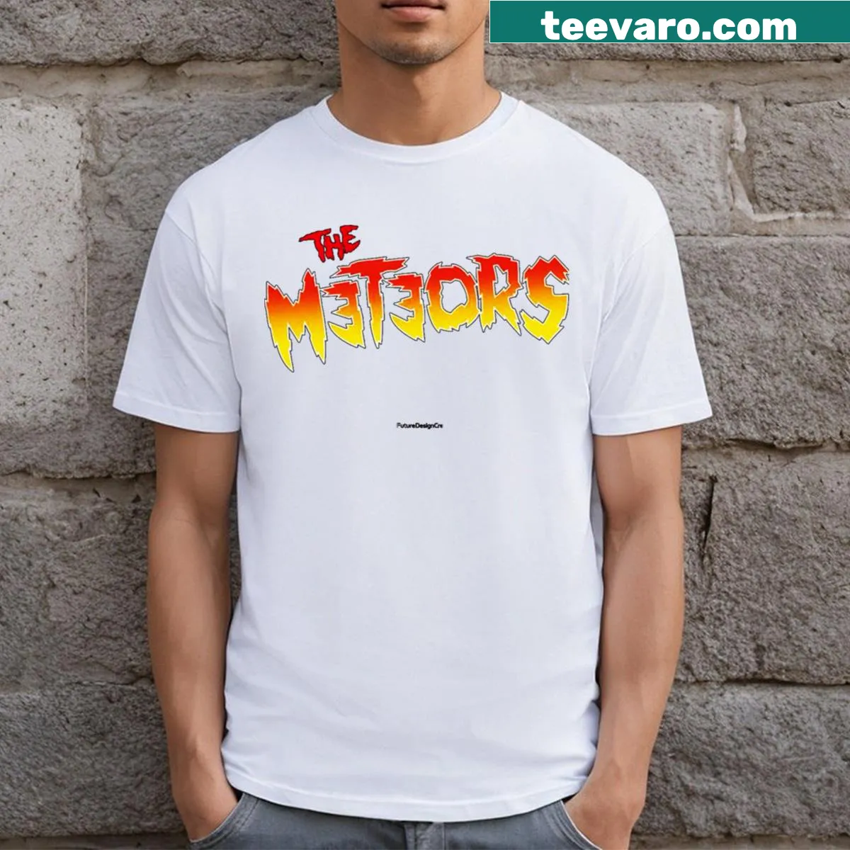 Punk logo T-shirt featuring The Meteors for music fans — on a men's t-shirt