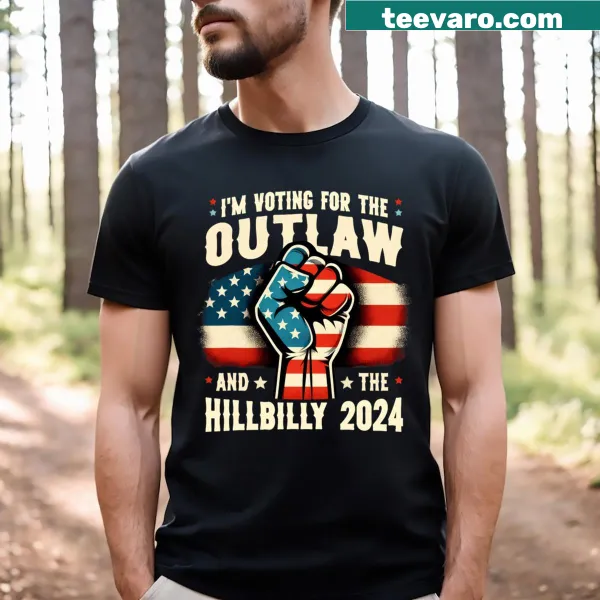 Playful design with American flag and humorous voting text on a T-shirt