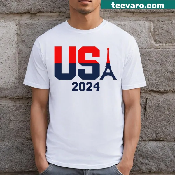 USA 2024 T-shirt with bold text and U.S. flag design