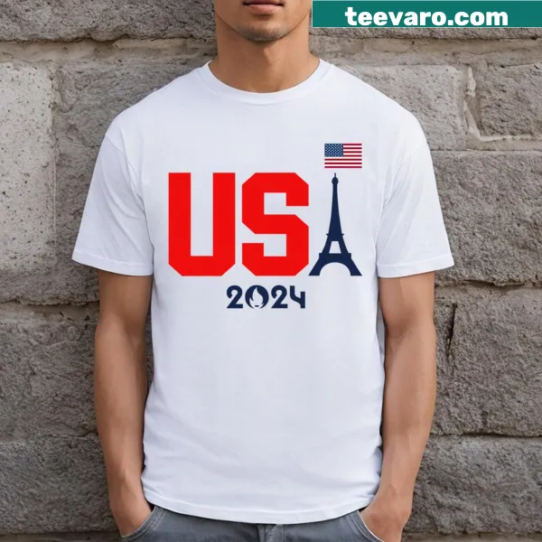 USA 2024 Summer Sport T-shirt featuring a design with U.S. flag