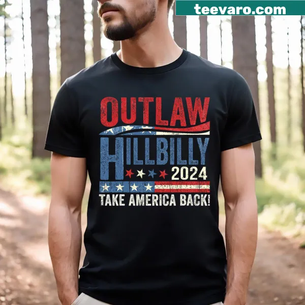 Vintage Outlaw Hillbilly T-shirt with US flag graphic