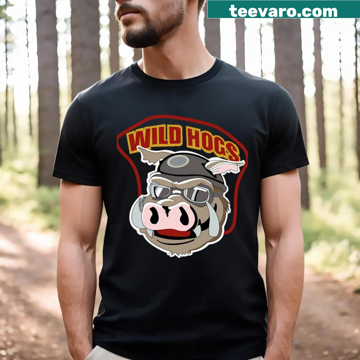 Wild Hogs logo essential t-shirt with bold emblem — on a men's t-shirt