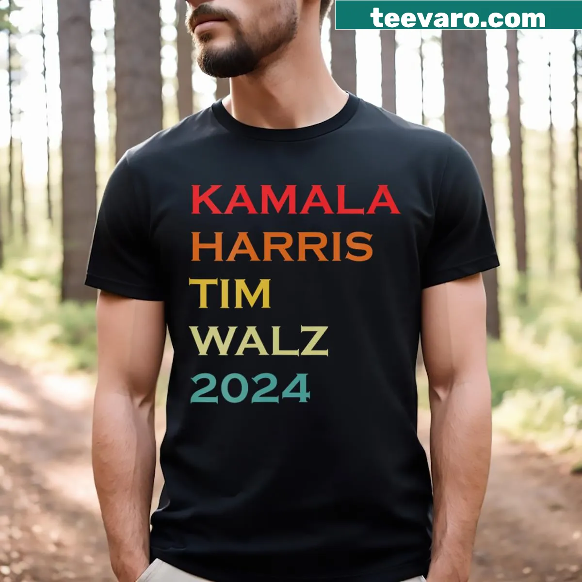 Vintage style Kamala Harris and Tim Walz waltz graphic shirt — on a men's t-shirt