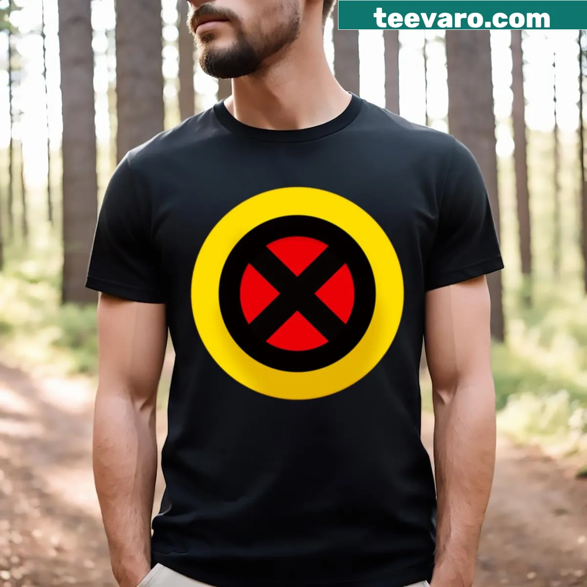 Essential T-shirt featuring a bold X logo front graphic — on a men's t-shirt