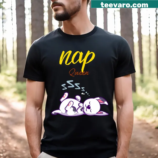 Cute illustration of a sleeping dog with Nap Queen text