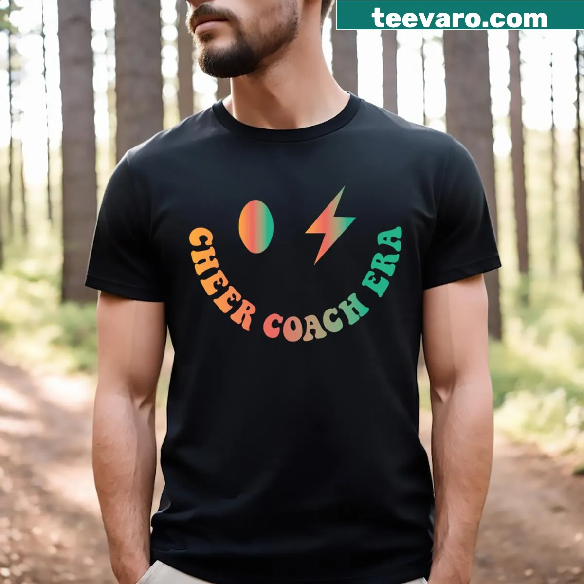 Tie-dye T-shirt with 'In My Cheer Coach Era' for Fourth of July — on a men's t-shirt