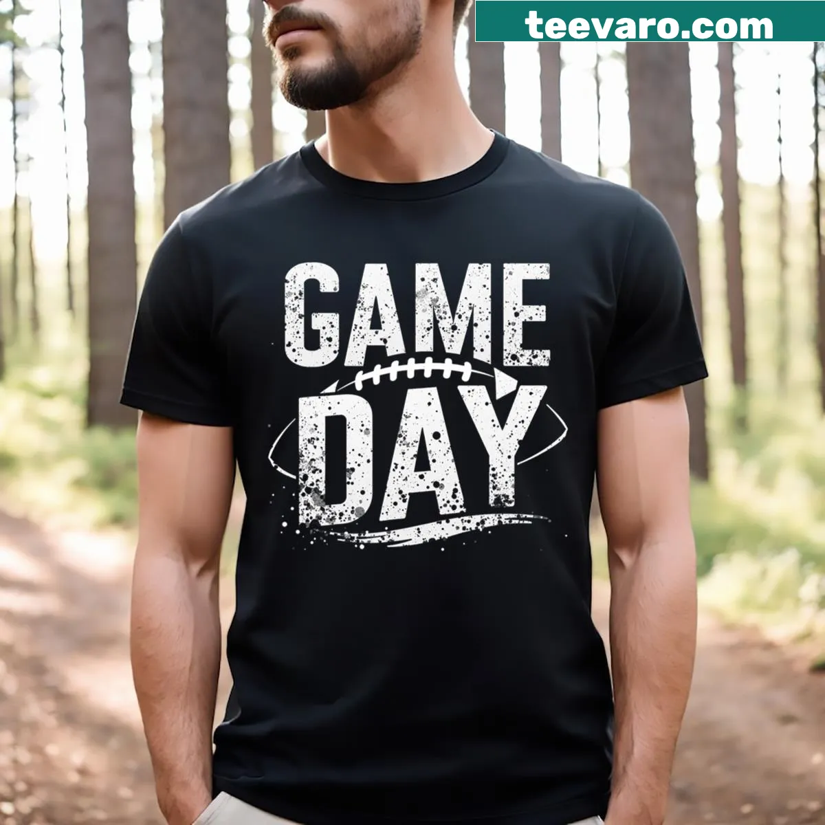 Vintage-style football t-shirt with humorous game day graphics. — on a men's t-shirt