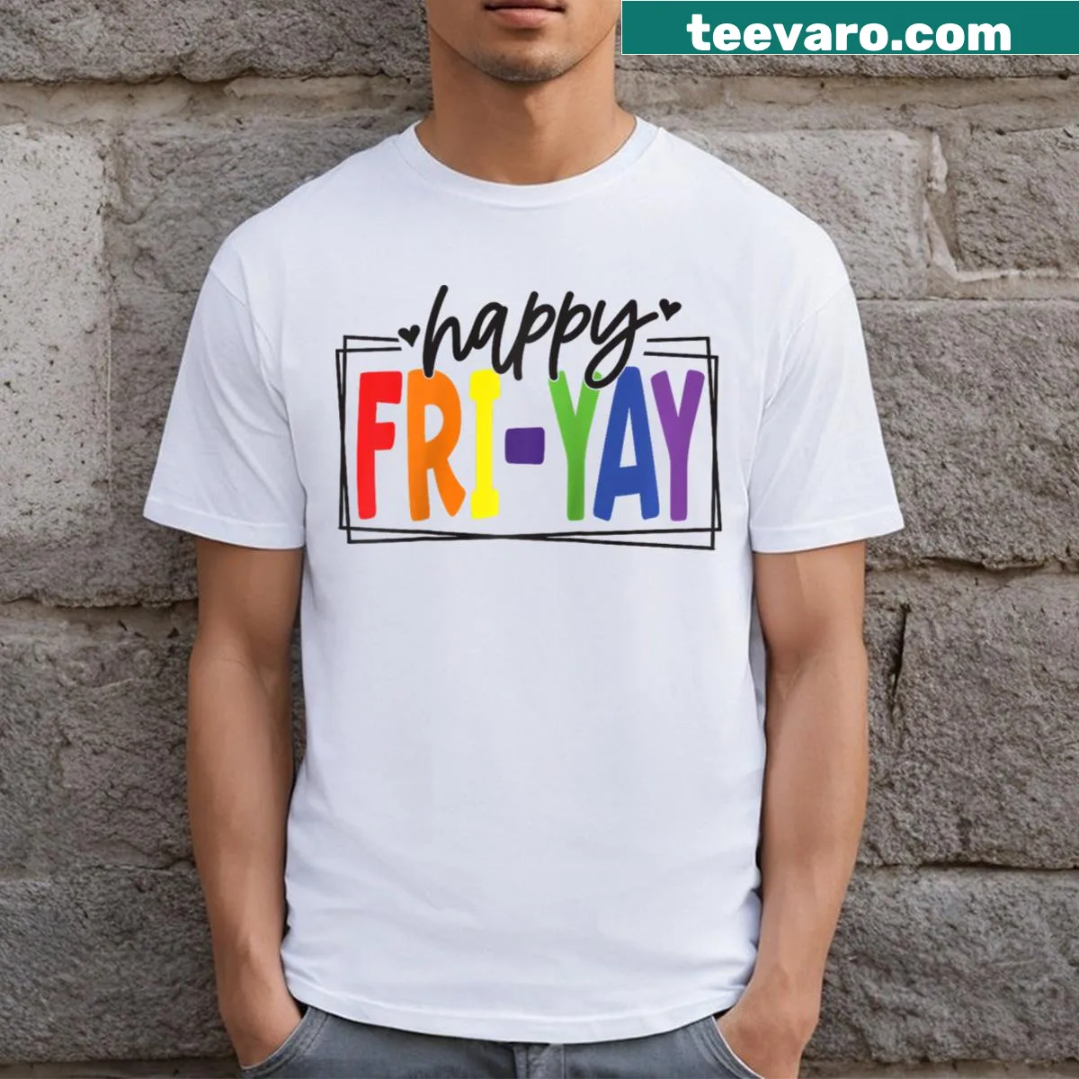 Funny Friday teacher raglan t-shirt — on a men's t-shirt