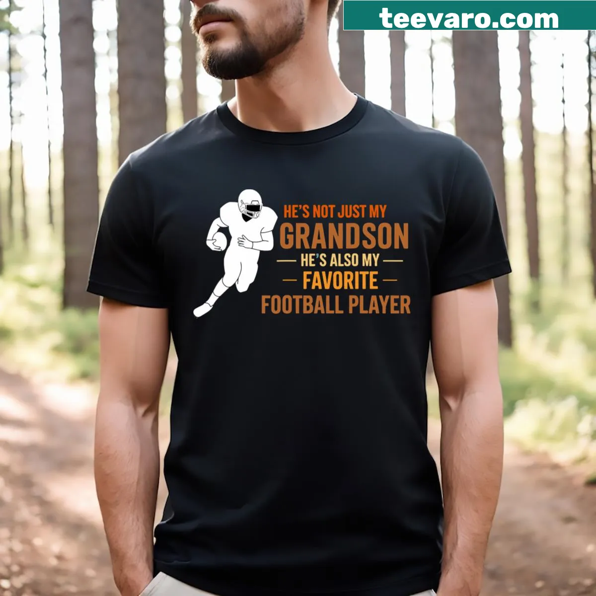 T-shirt with text celebrating grandson as favorite football player — on a men's t-shirt