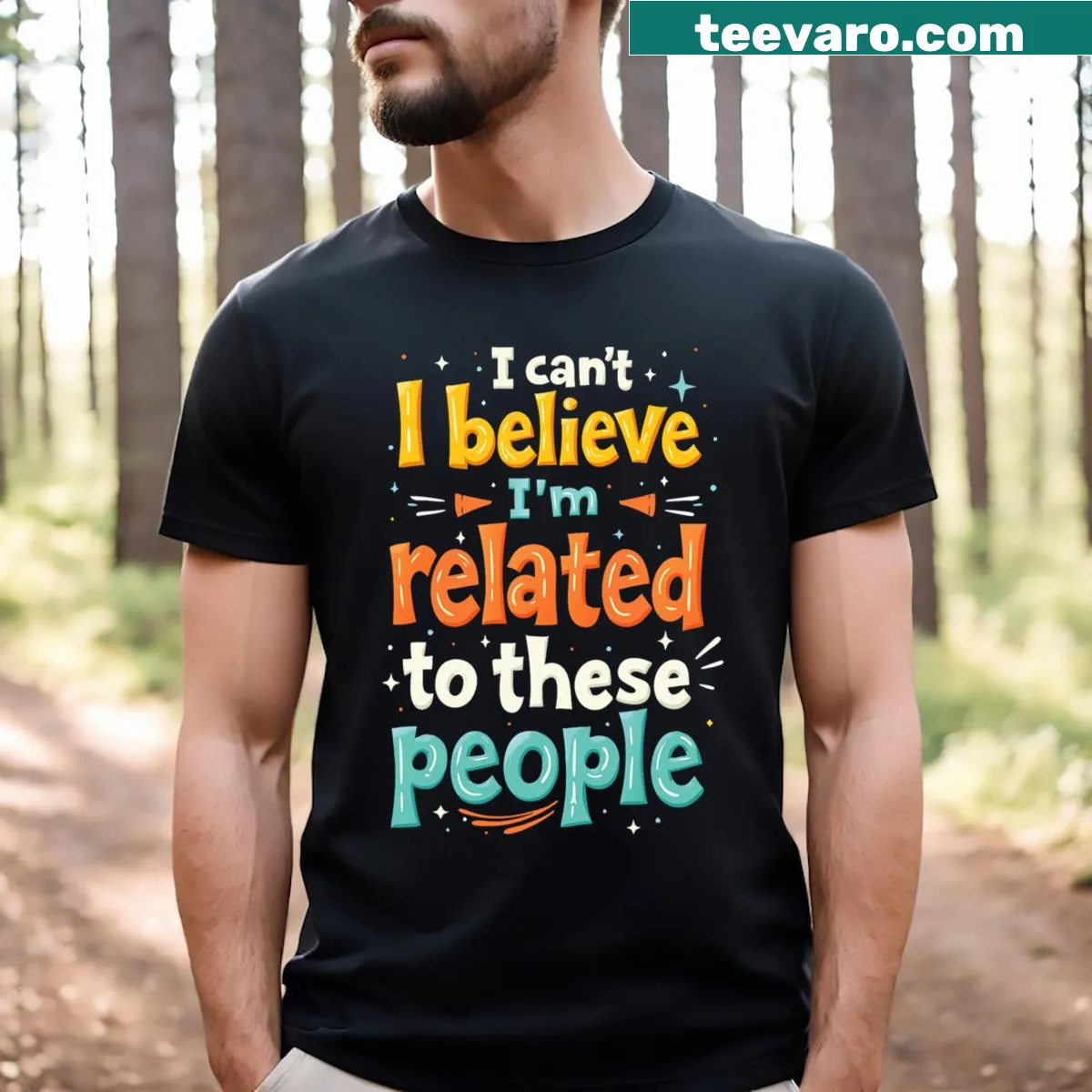 Funny family T-shirt with the phrase about relatives — on a men's t-shirt