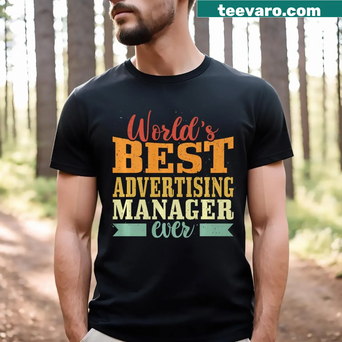 Celebratory graphic for advertising managers on a T-shirt — on a men's t-shirt