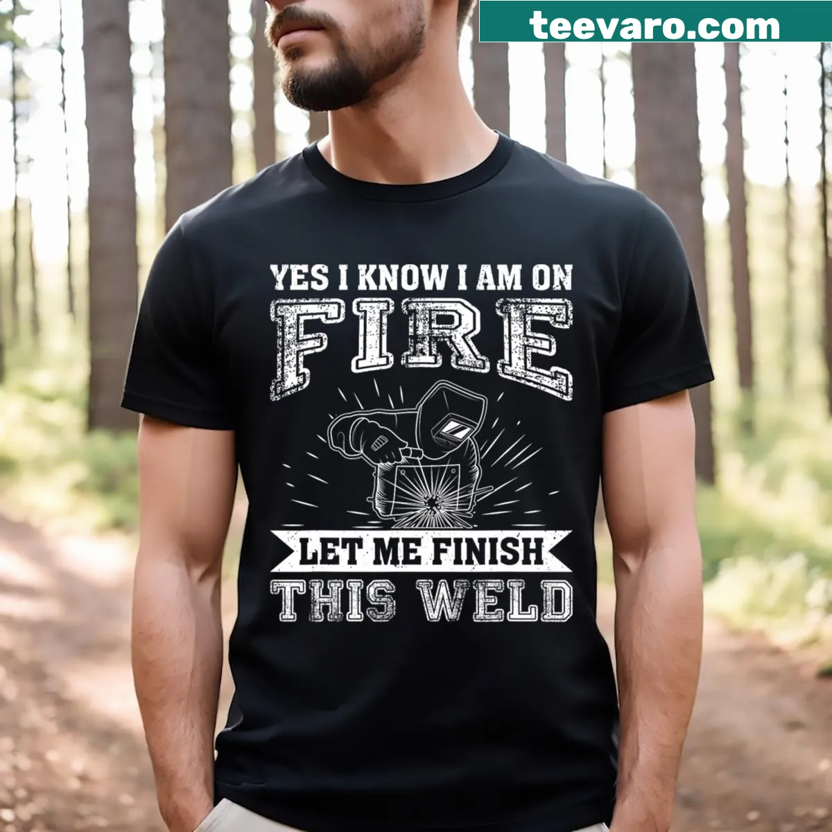 Funny welder graphic T-shirt with pipeline design — on a men's t-shirt