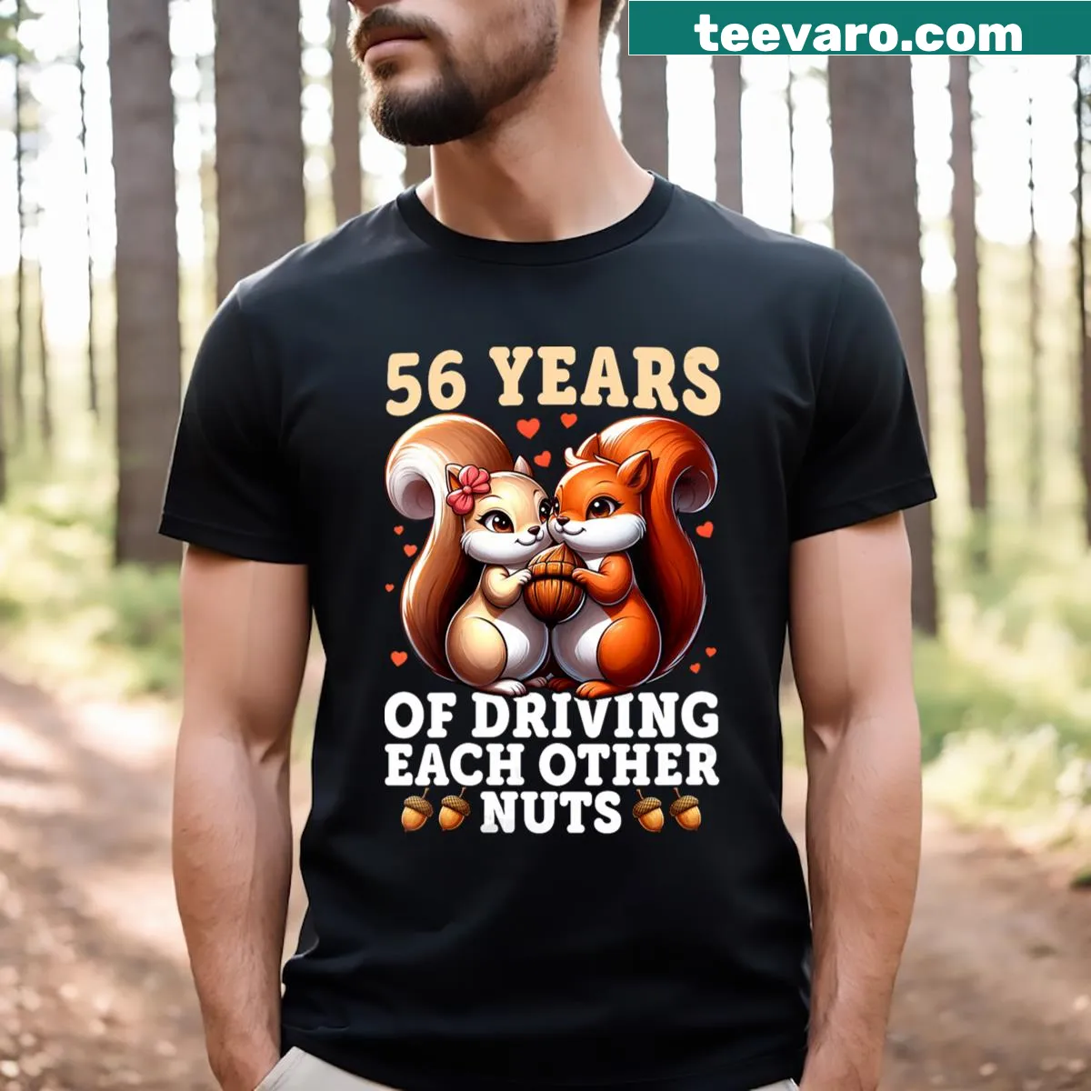Funny t-shirt celebrating 56 years of marriage with bold text — on a men's t-shirt