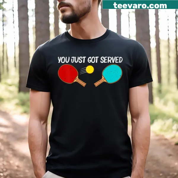 Playful V-neck T-shirt with ping pong illustration and text