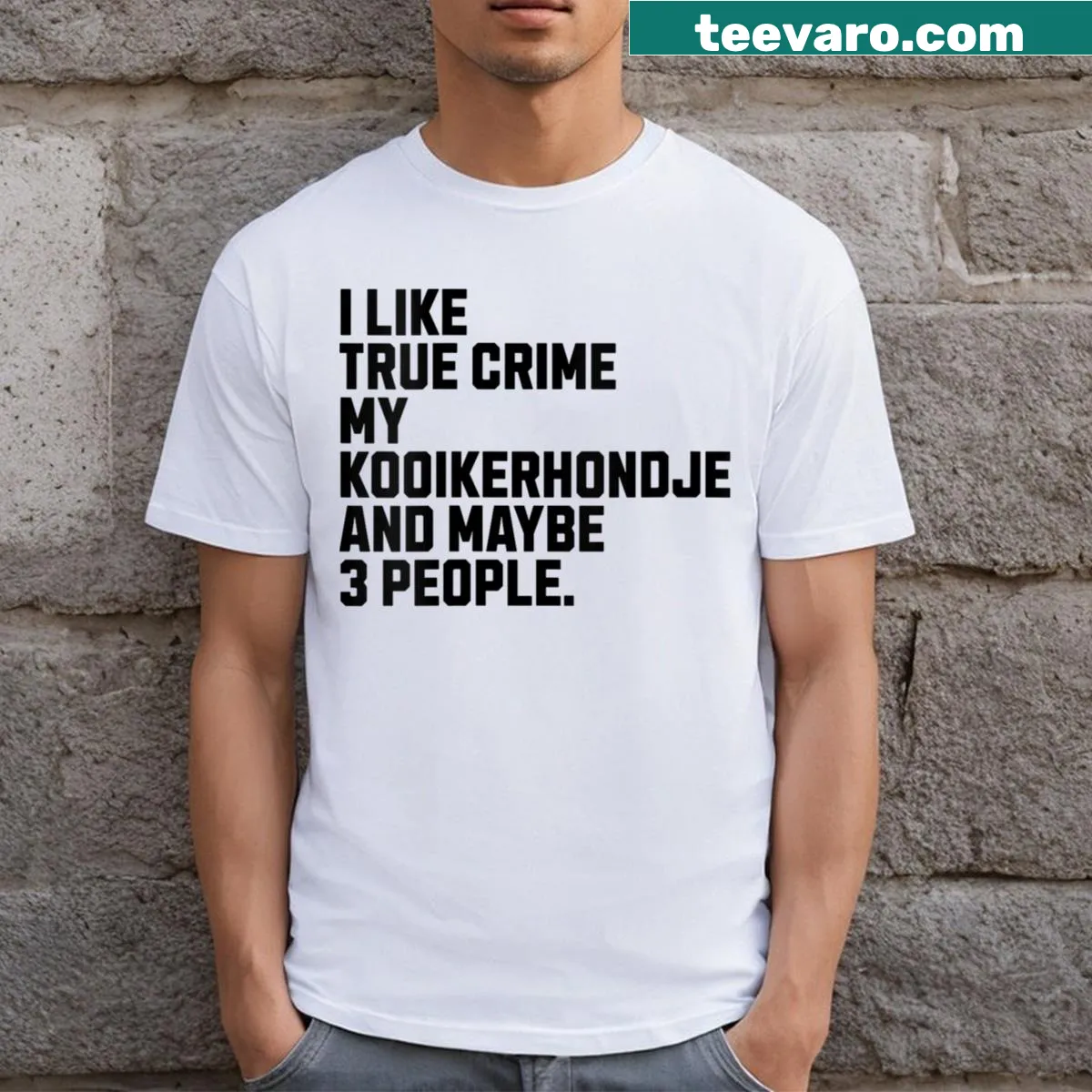 Funny Kooikerhondje dog owner graphic t-shirt — on a men's t-shirt