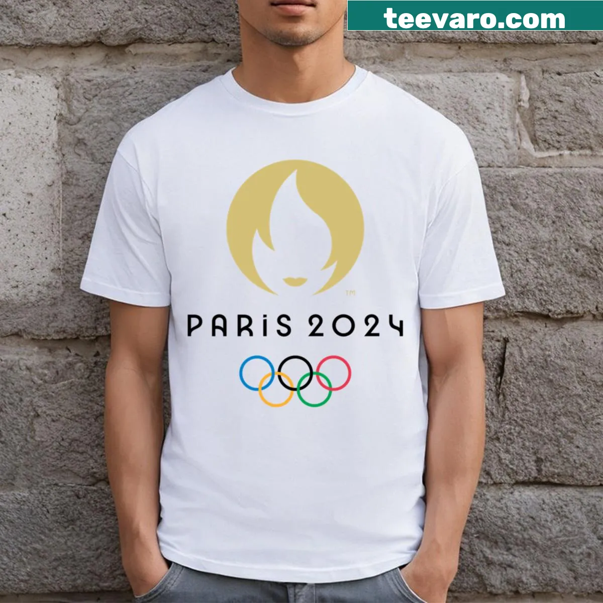 T-shirt celebrating the 2024 Paris Olympics — on a men's t-shirt