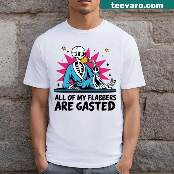Funny Halloween T-shirt featuring a cartoon skeleton design