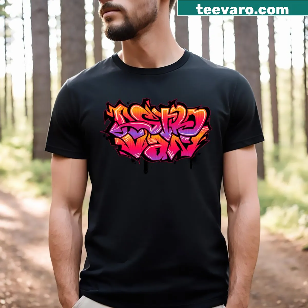 T-shirt featuring the Astrovan Legacy logo — on a men's t-shirt