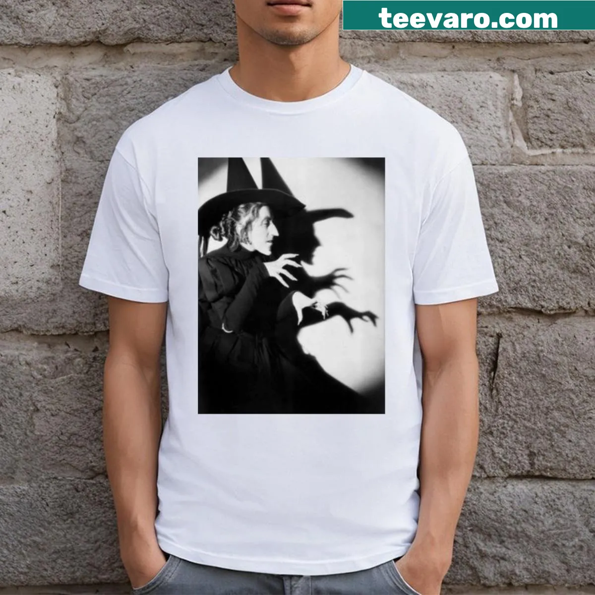 Bold 'Bad Witch' text on a casual t-shirt — on a men's t-shirt