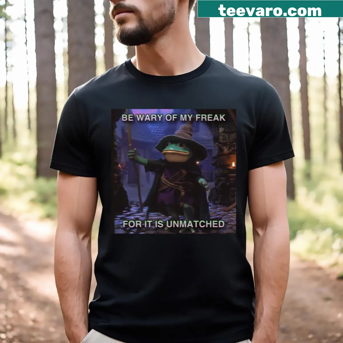 Witty T-shirt featuring 'Be Wary Of My Freak' typography — on a men's t-shirt
