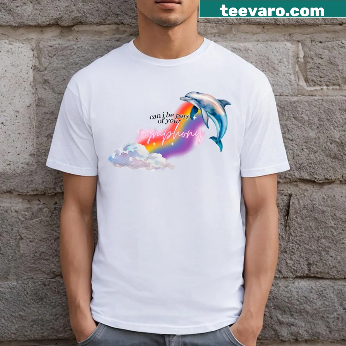 Inspirational T-shirt with the phrase 'Can I Be Part Of Your Symphony' — on a men's t-shirt