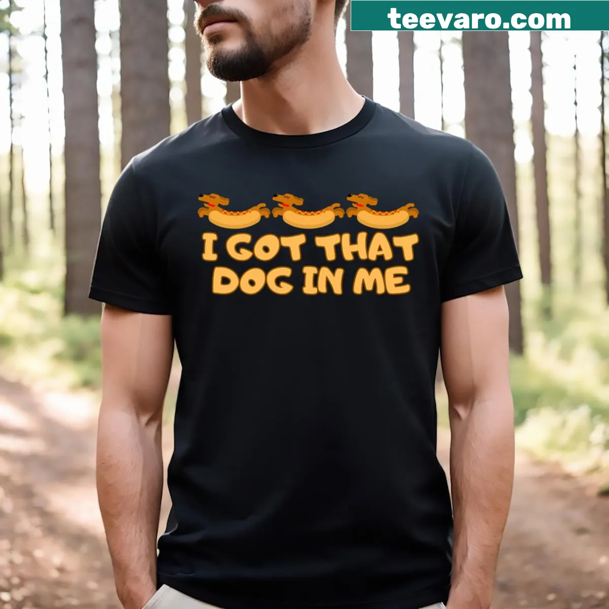 Funny t-shirt featuring a dog-themed Costco shopping graphic — on a men's t-shirt