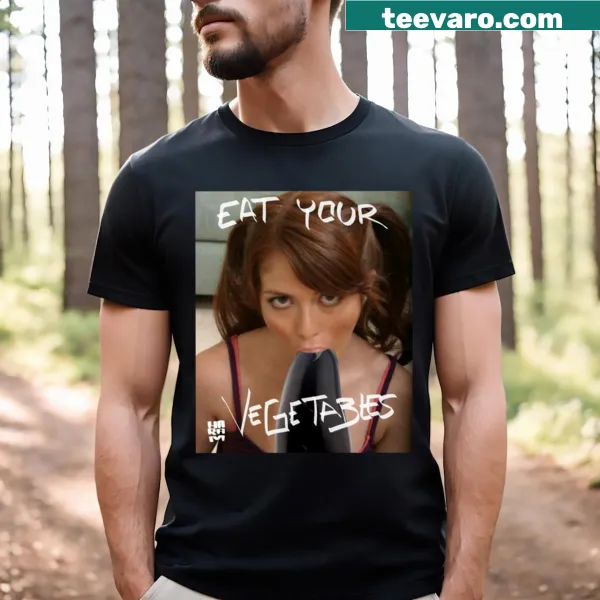 Wholesome Eat Your Vegetables shirt with fun typography design.