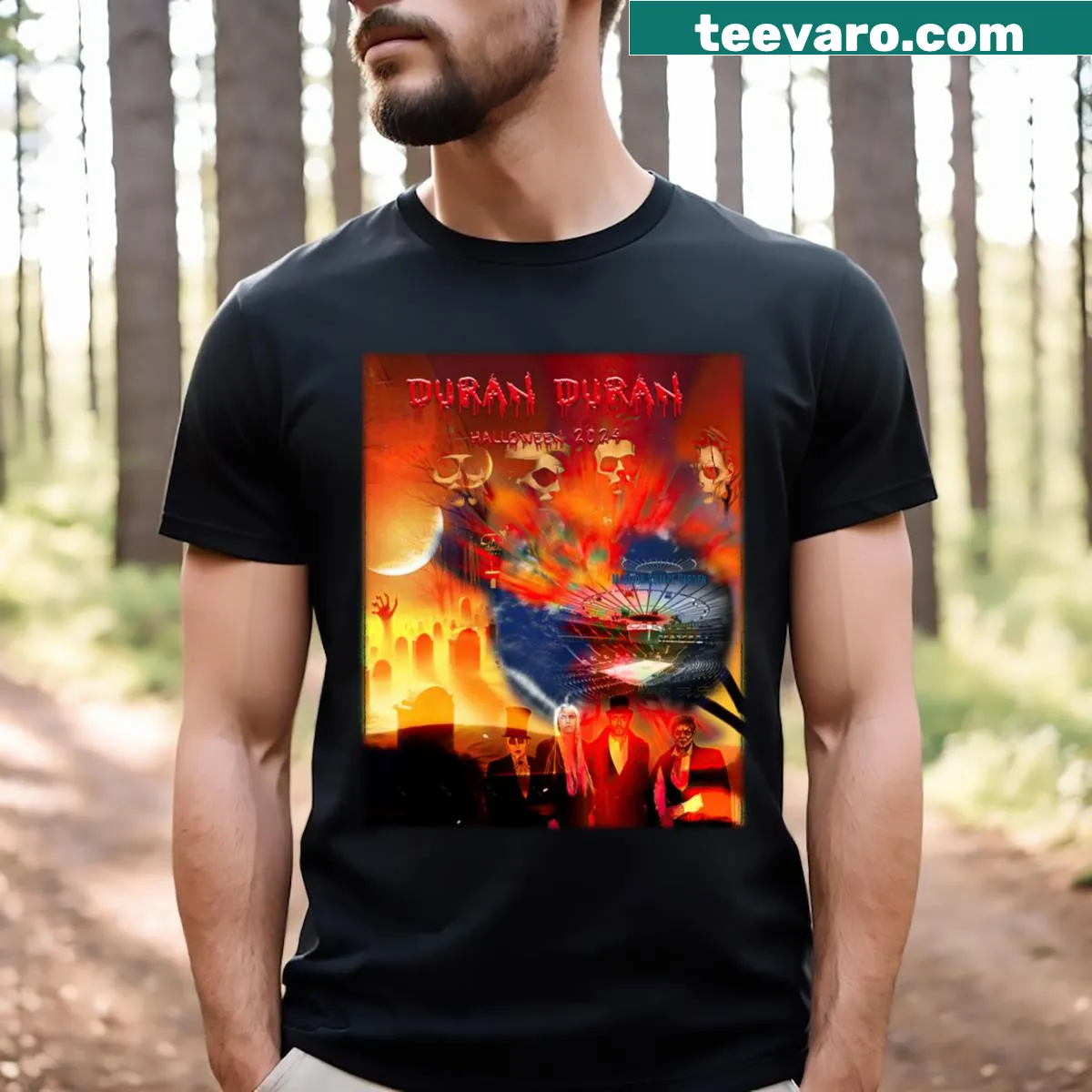 Intricate design of Danse Macabre on Halloween T-shirt — on a men's t-shirt