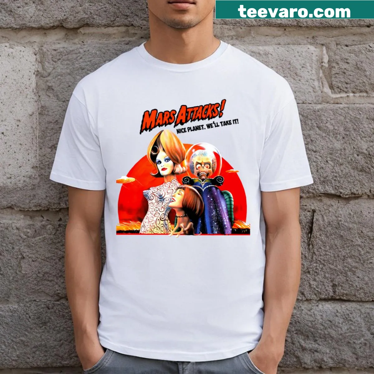 Vintage horror movie logo T-shirt with a classic design — on a men's t-shirt