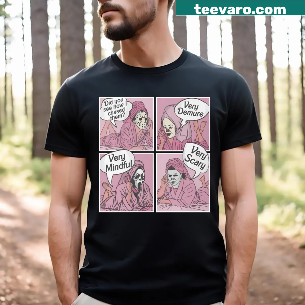 Typography-focused Halloween shirt with whimsical text — on a men's t-shirt
