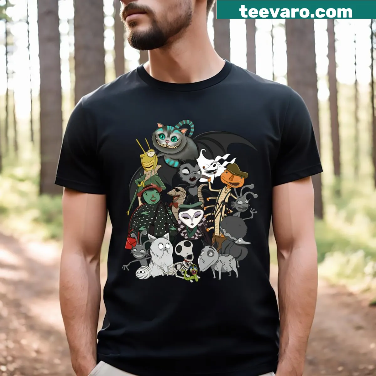 Vintage-style Halloween shirt featuring a dog horror movie logo — on a men's t-shirt