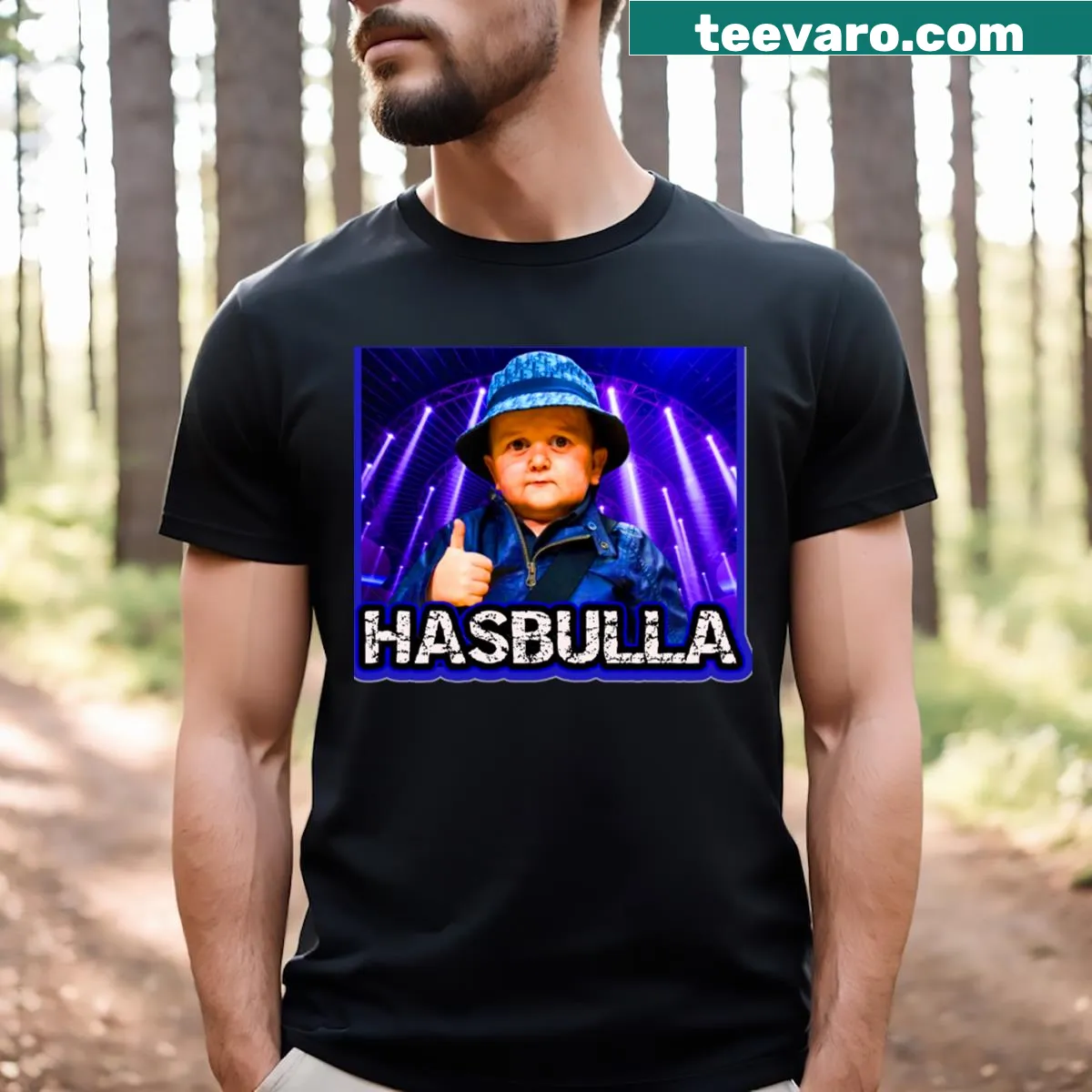 Humorous T-shirt featuring Hasbulla's iconic facial expression — on a men's t-shirt