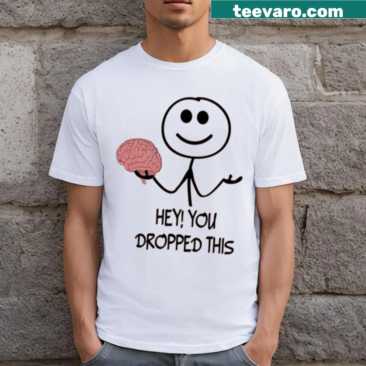 Funny brain-themed T-shirt with humorous text — on a men's t-shirt