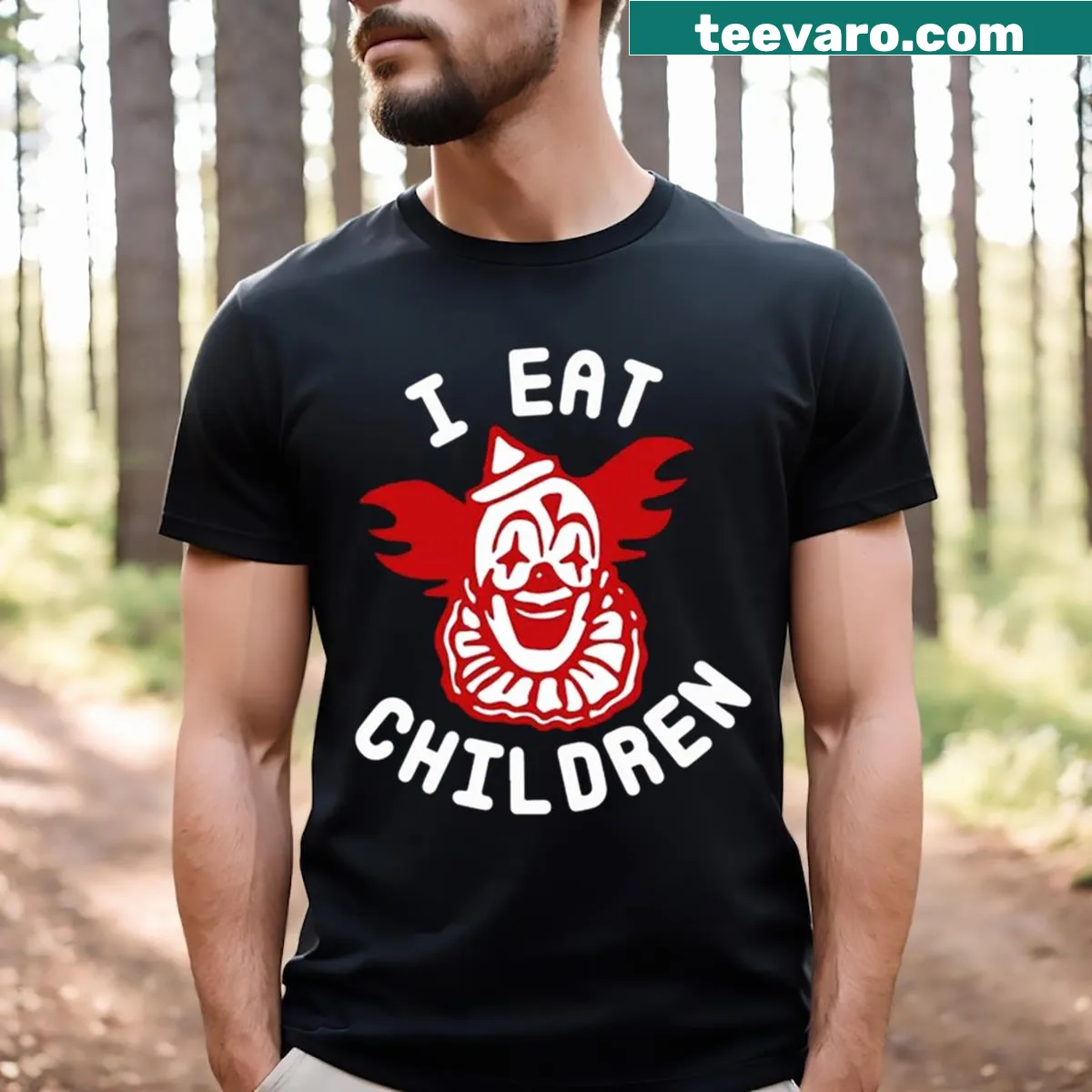 T-shirt with the bold phrase 'I Eat Children.' — on a men's t-shirt