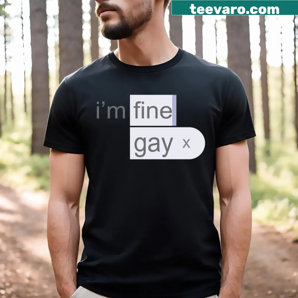 Humorous t-shirt with the phrase 'I'm Fine' in a meme style — on a men's t-shirt