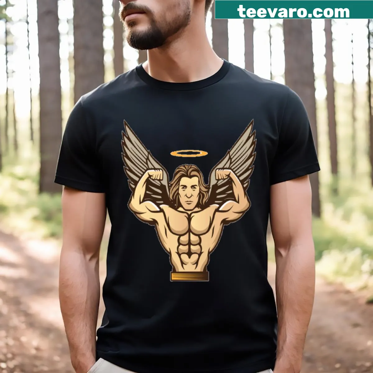 Lighthearted Jesus meme graphic t-shirt — on a men's t-shirt