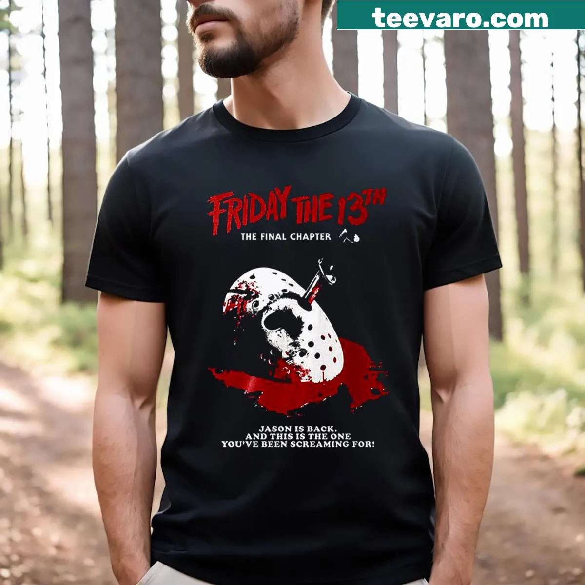Vintage Halloween T-shirt featuring classic horror film graphics — on a men's t-shirt