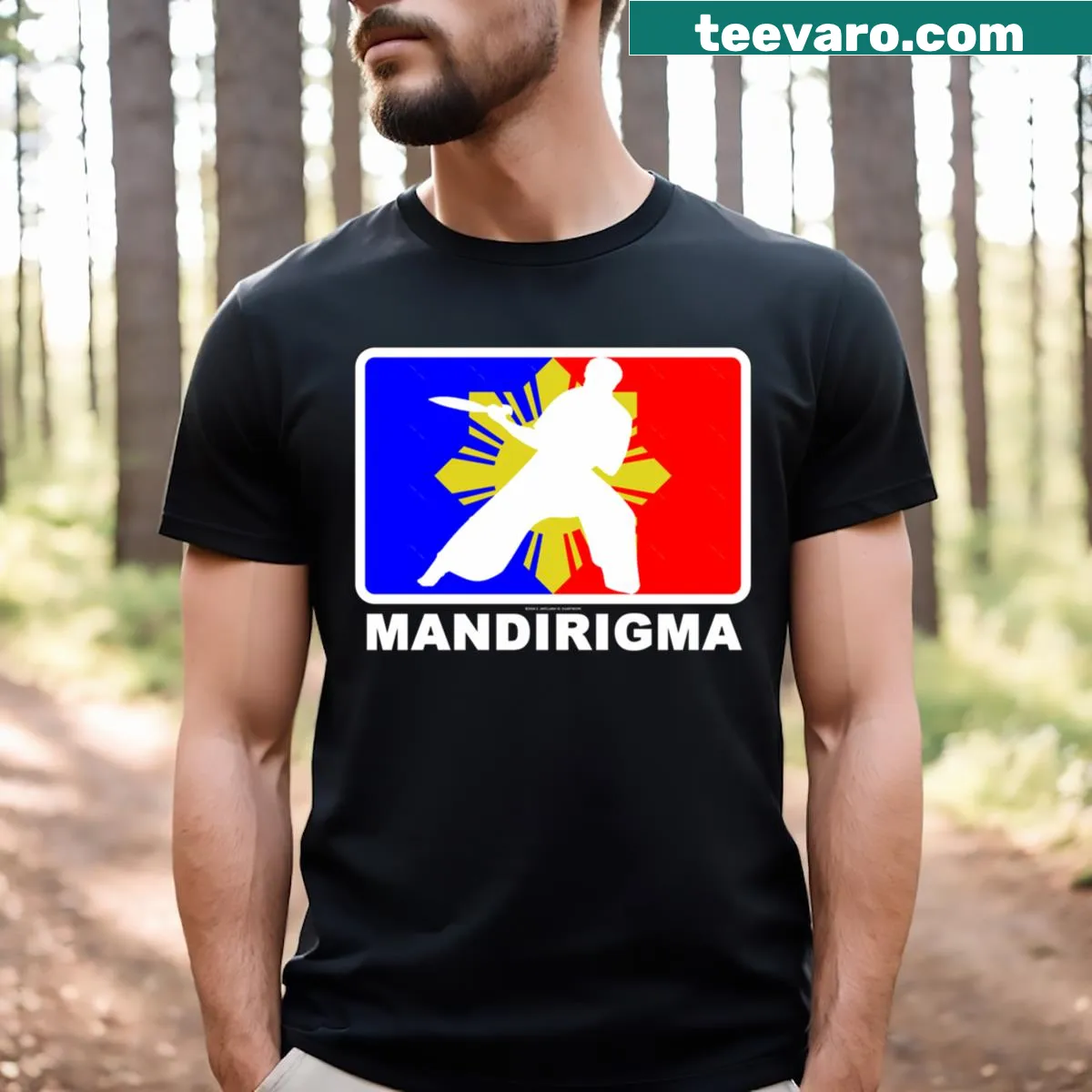 Bold T-shirt with 'Major League Mandirigma' text design — on a men's t-shirt