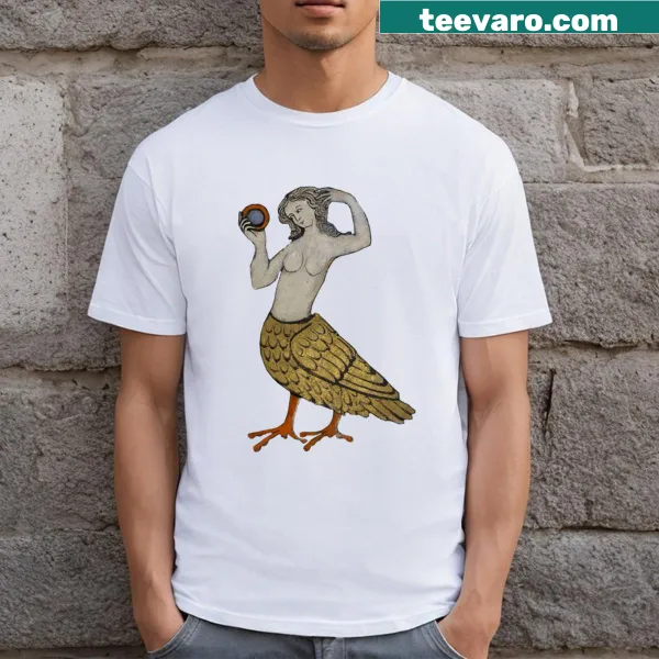 Funny medieval creature meme T-shirt featuring a cartoon character