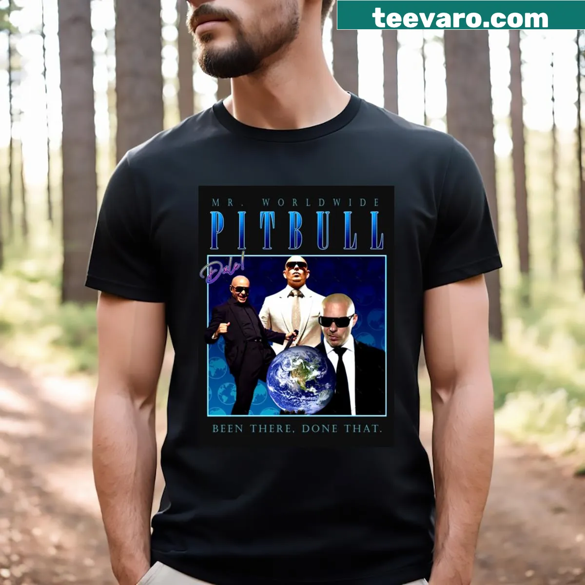 T-shirt featuring Mr Worldwide text in tribute to Pitbull — on a men's t-shirt