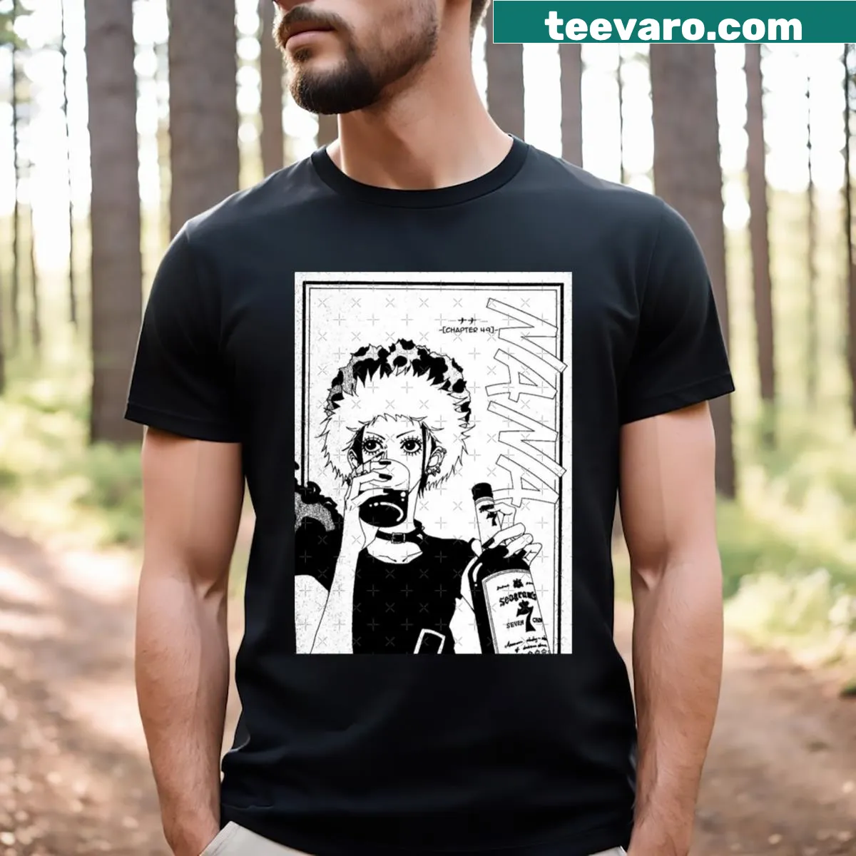 Cute anime-themed T-shirt inspired by Nana — on a men's t-shirt