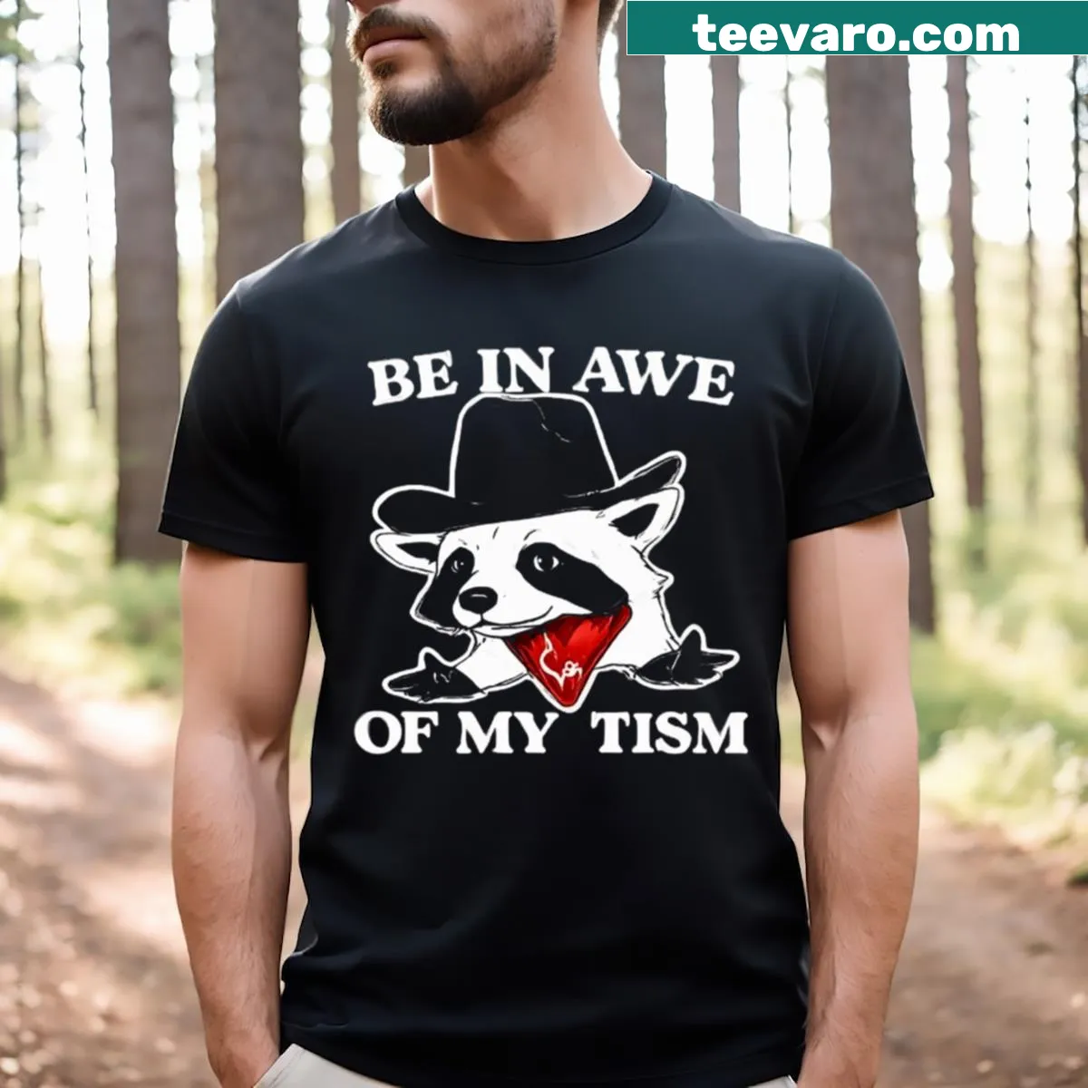 Meme T-shirt with the phrase 'Rizz Em With The Tism' in bold typography — on a men's t-shirt