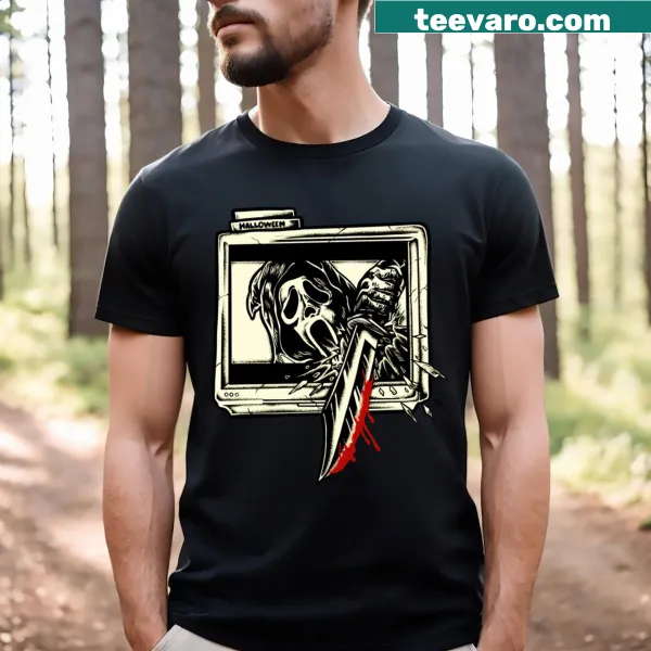 T-shirt featuring a graphic inspired by the Scream movie