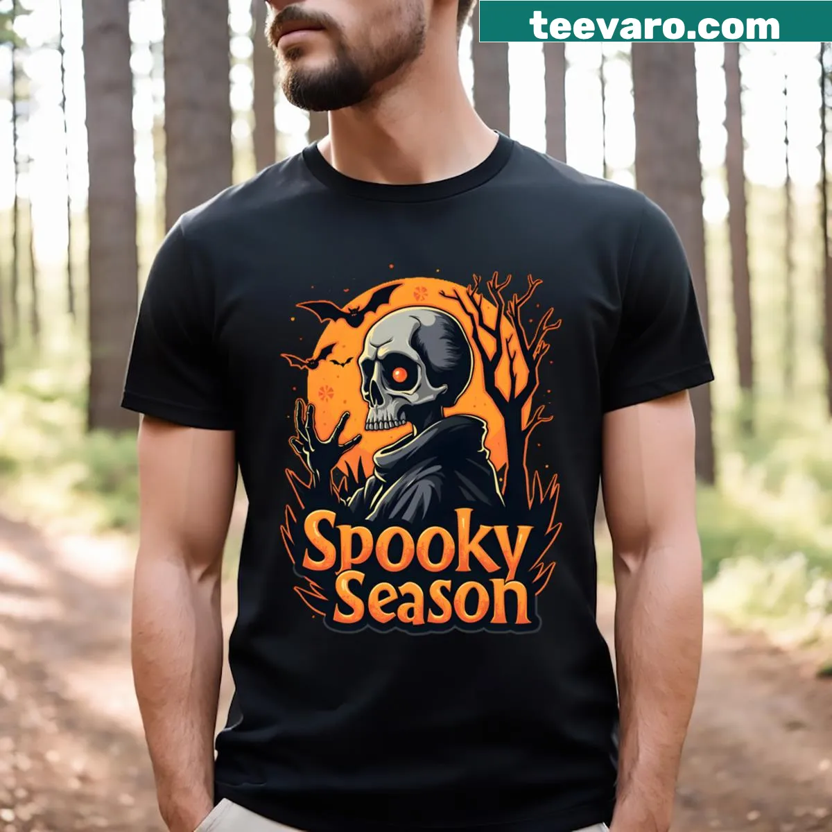 Playful Halloween-themed T-shirt perfect for spooky season — on a men's t-shirt