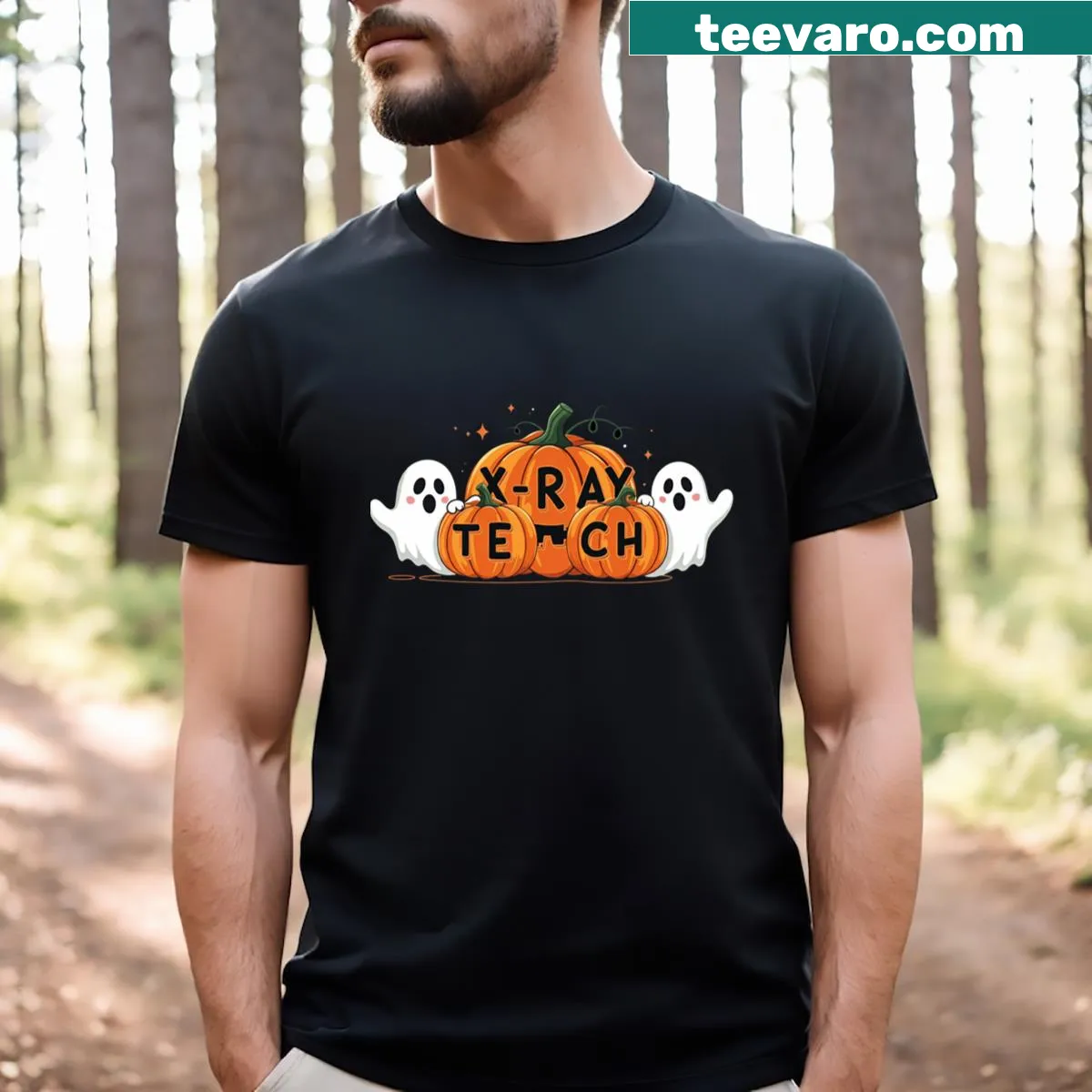 Halloween T-shirt with pumpkin and Technician Squad theme — on a men's t-shirt